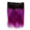 Hot Selling Wholesale 1b / Violett Straight One Piece Clip In Human Hair Extensions 5Clips med spets Remy Human Hair
