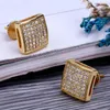 Mens Hip Hop Stud Earrings Jewelry Fashion Gold Silver Simulated Diamond Square Earring For Men7691666