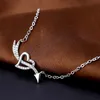 Hjärta hänge halsband S925 silverpläterad strass diamanter mode klassiska valentin julklappsmycken