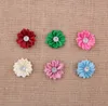 Nishine 120pcs/lot 24 Colors Satin Ribbon Multi-layer Flowers With Acrylic Button Diy Hair Flowers For Girls Apparel Hair Accessories