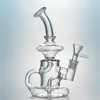 Klein Glass Bong Tornado Recycler Bongs 8 tum Vattenrör 14mm Kvinna Joint Oil Dab Rigs med Quartz Banger eller Bowl HR024