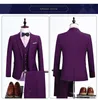 Moda uomo viola vestito a 3 pezzi smoking da sposa eccellente smoking dello sposo tacca bavero one button uomo cena blazer (giacca + pantaloni + cravatta + gilet)