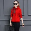 2018 automne femme survêtement ensembles coréen femme 2 pièces ensembles femme sweats à capuche costume à manches longues col rond pull solide 2 pièces