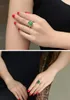 YHAMNI Original New Fashion Ring Silver 925 Jewelry Big Natural Green Gem Chalcedony Stone Adjustable Rings For Women ZR206