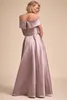 Фиолетовый мать невесты Платья с плеча атласная длина до пола элегантный платье-де-ла-Мадре-де-ла-новия платья партии матери