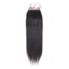 Armure de cheveux raides brésiliens 3 faisceaux avec fermeture 4*4 couleur naturelle noir de jais armure de cheveux humains Extension Non Remy