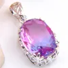 12 pcs lot Luckyshine 925 sterling silver exquisite Vintage Rainbow Bi-Colored Tourmaline Gemstone Silver Necklace Pendants322V