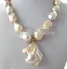 Gratis verzendingJEWELR 003028 Natuurlijke lichtroze lavendel Ongebruikelijke Keshi Keishi Baroque Pearl NecklaceNanty