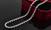 KASANIER 4MM width 16inch-24inch Silver Rope Chains Necklace silver fashion jewelry high quality free shipping