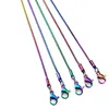 1.2mm Rainbow Color Snake Chain Necklace 22" Stainless Steel Chain 22inch