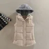 Genprior Höst Vinter Nya Kvinnor Stor Storlek Kvinna Hooded Vest Cotton Vest Cardigan Kort Persika Hud Tjock Casual Waistcoat Coat