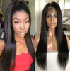 Peruca dianteira de renda 13x6 Long Parting Prepluck Linha de cabelo 9A Grau Virgem Brasileira Brazilian Human Human Wigs Silky Straight Lace Wig para Wome Preto