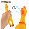 Petforu Lustige Hunde-Gadgets, gelbes Gummi-Hühnchen, Hundespielzeug, Neuheit, kreischendes, schreiendes, schrilles Huhn für Katzen und Haustiere