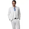 2018 White Men Костюмы свадебные костюмы Blazer Бизнес Tuxedo сшитое Groom Wear платье Slim Fit Формальное Best Man куртка + брюки + жилет