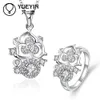 2018 Donna Argento sterling 925 Set di gioielli Anello di cristallo con zirconi cubici Collana con ciondolo Regali piacevoli S095D6560394