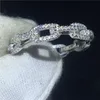 Vecalon Luxury Smycken 100% Soild 925 Sterling Silverring 5A Zircon CZ Chain Form Engagement Bröllop Band Ringar för Kvinnor Män