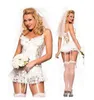 White lace wedding Underwear wedding dress with garter button see-through sexy pajamas bridal Undergarments305i