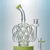 Super Cyclone Glass Recycler Dab Rig Purple Bong con 12 Recycler Tube Water Pipes Vortex Recycler Glass Water Bong 14mm Joint Oil Rigs