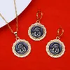 Oremello Oro Round Enamel Collana a sospensione islamica Orecchie set zirconia cubica gioielli religiosi4830011