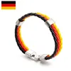 Bracelet en cuir d'équipe de football de football de coupe du monde avec des charmes de rayure de drapeau national Bracelet tressé fait à la main Fans cadeau