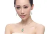 iSTONE Green Jade Water Drop Pendant Necklaces With 925 Sterling Silver Necklace 100% Natural Gemstone Fine Jewelry for Women