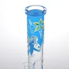 14 inch tall Glass Bong Glow in the Dark Luminous Beaker Dab Rig Glass Water Pipe bubbler bowl Hand painted flowers hookah