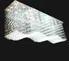 Zeitgenössischer rechteckiger Kristall-Kronleuchter, Regentropfen-Deckenleuchte, hängende Wellen-Kronleuchter für Esszimmer/Lobby/Küche LLFA