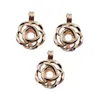 10pcs fiore in oro rosa gabbia di perle creazione di gioielli forniture perline ciondolo gabbia aroma diffusore di olio essenziale per ostrica perla