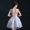 New Free Freight Short Lace U Neck Shoulder Dresses Party Grey Back Strap Skirt Bridesmaid Dresses Graduation HY012