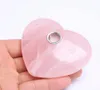 1 pçs artesanato cachimbo de coração de cristal rosa natural curativo cachimbo de coração de quartzo rosa bonito com malha de metal como presente de festa