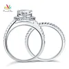 Paon étoile solide en argent sterling 925 promesse de mariage de mariée bague de fiançailles ensemble 2 ct poire bijoux CFR8224 D18111306