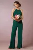Koyu Yeşil Akış Şifon Gelinlik Modelleri Zarif İmparatorluğu Bel Pantolon Takım Elbise Hizmetçi Onun Abiye Düğün Konuk Balo Elbise