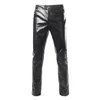 Pantaloni da moto in pelle PU lucida oro da uomo Nuovissimi collant skinny Leggings Pantaloni da palco per nightclub Cantanti Ballerini Pantaloni da jogging maschili