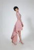 Robe De bal Chic en dentelle, haut et bas, col rond, manches longues, robes De soirée perlées, robe formelle appliquée en 3D