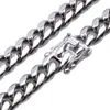 HIP HOP 8mm 10mm 12mm 14mm 16mm 18mm Stainless Steel Curb Cuban Chain Necklace Boys Mens Silver Chain Dragon Clasp Link hiphop jewelry258f