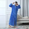 Bardzo długie zima Ciepła Kimono Kąpiel Robe Jesień Kobiety Mężczyźni Flanel Coral Polar Bathrobe Wygodna szlafroku