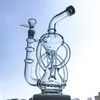 Riciclatore di vetro da 11 pollici Bong Inline Perc Dab Rigs Double Charmber Oil Rig Tubi di acqua trasparente con tappo per unghie in ceramica Banger DGC1236