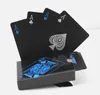 Hot Waterproof PVC Plastic Spelkort Set Trend 54st Deck Poker Classic Magic Tricks Tool Pure Color Black Magic Box-packad