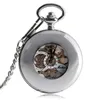 Vintage Automatic Mechanical Pocket Watch Men Hollow Exquisite Chain Smooth Case Pendant Watches Mens Retro Black Hour Clock287O