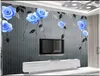 Wholesale-3D photo wallpaper custom 3d wall murals wallpaper Blue rose vintage background wallpaper for walls 3d papel de parede