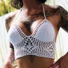 Bianco Crochet Crop Top, Canotta Boho per le donne, Reggiseno all'uncinetto, Gypsy Top, Nifty Crochet Halter, Groovy Beach Wear