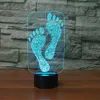 3D Lovely Foot Footprint Night Light Touch Table Desk Optical Illusion Lamps 7 Color Changing Lights Home Decoration Xmas Birthday311Q