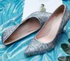 2018 Bling Bling Rhinestone High Heels Woman Pointed Toe Mixed Color Diamond Wedding Shoes For Women