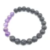 SN1344 Nes Design Women`s Bracelet Trendy Natural Lava Stone Mala Yoga Bracelet Amethyst Purple Crystal Balance Meditative Jewelry