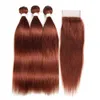 #33 scuro Auburn Virgin Peruvian Peruvian Weavy Bundles con chiusura in pizzo 4x4 CAPPELLI REDE REDE DRIVE 3 BRANDLE CHE CHE CHE CHILIURE CHIUSA