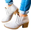 Kobiety Botki Botki 2018 Jesień Kwadratowe Obcasy 4 cm Kobiet Buty Moda Zipper Kobiety Skórzane Buty Botas de Mujer