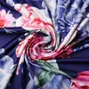 Ruiyige 2017 Mulheres Vintage Floral Impressão Meia Manga Plugando V-Neck Sashes Elastic Long Maxi Dress Boho Macio Leite Silk Beach Robe