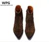 nuove scarpe da uomo in pelle di grana leopardata in stile vintage euro