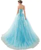 2021 Robes de bal robes de bal long tulle gonfy quinceanera robes vestidos 15 anos applications en dentelle blanche sweet 16 robes débutant 5213122