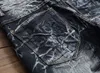 أزياء رجالي جينز أسود مصمم التعادل صبغ خدش مستقيم الساق الدينيم السراويل يتأهل السائق الهيب هوب trousres JB9890